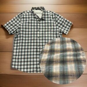 Toad & Co Shirt XXL Men’s  Blue Plaid Short Sleeve Button Up Organic Cotton